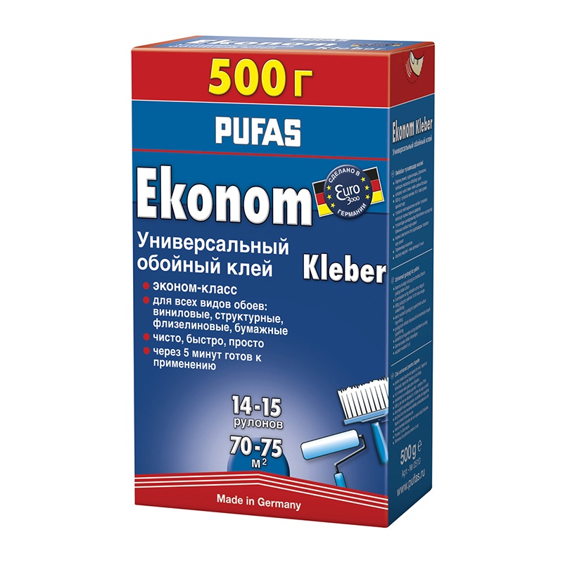 Клей для обоев универсальный Pufas Euro 3000 Ekonom N0510 (0,5 кг)